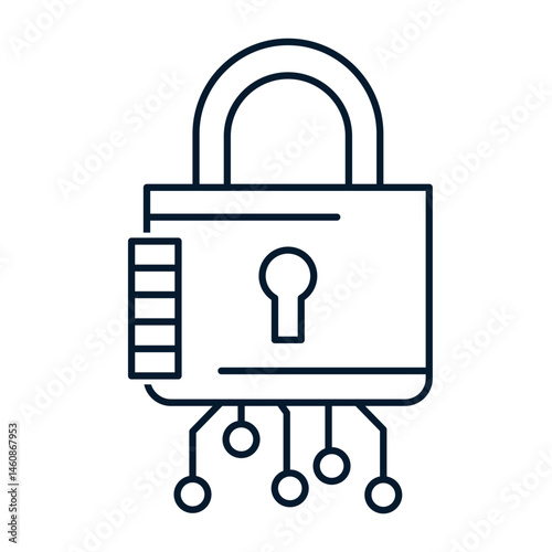 Concept cyber security, blocking, protection. Vector linear icon isolated on white background.