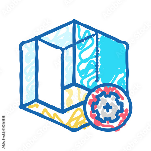 space optimization interior designer icon doodle illustration