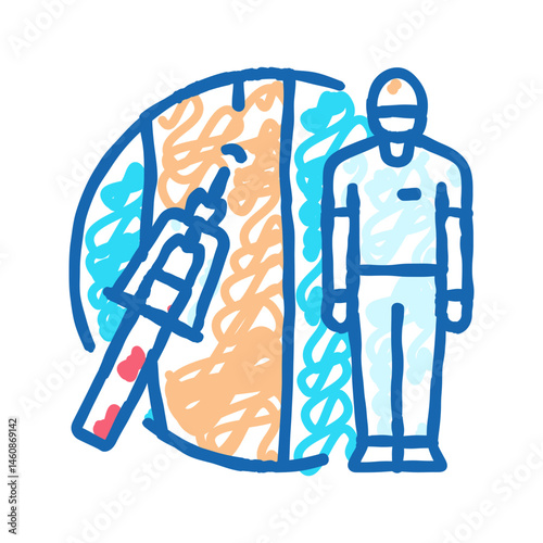 phlebotomist drawing blood icon doodle illustration