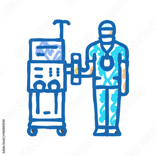 dialysis technician dialyzer icon doodle illustration