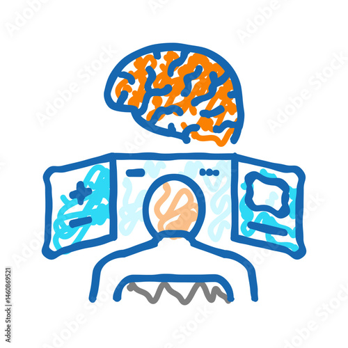 neurological expertise icon doodle illustration