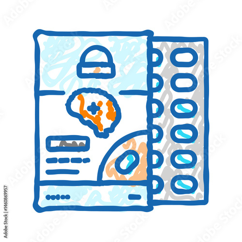 neurological medication icon doodle illustration