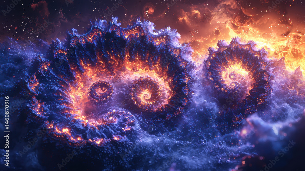 Fototapeta premium A stunning 4K 3D background showcases realistic art with spiraling designs from a side angle, creating a captivating visual experience with depth and intricate detail.