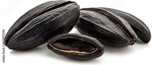 Wallpaper Mural Close up of Black Locust Seed Pods on White Background Studio Shot Showing Texture and Form of the Seeds and Pods Torontodigital.ca