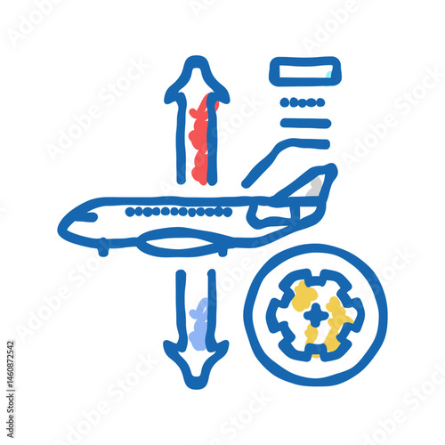 aileron adjustment aircraft icon doodle illustration