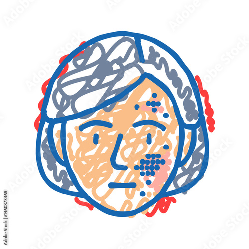 swollen face limbs disease symptom icon doodle illustration