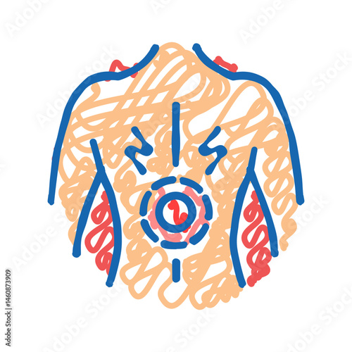 persistent back pain disease symptom icon doodle illustration