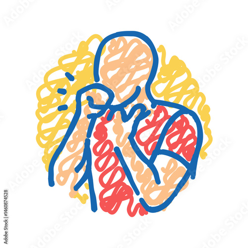 dry cough disease symptom icon doodle illustration