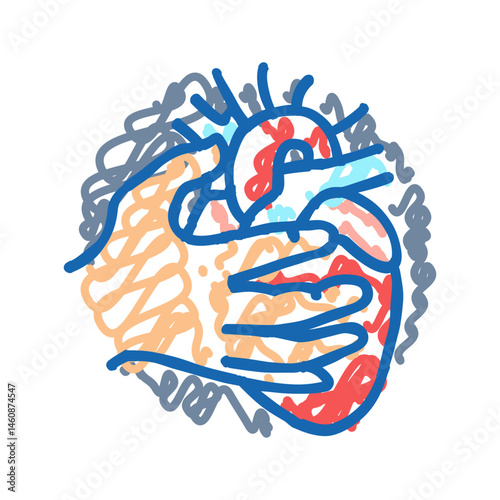 chronic heart palpitations disease symptom icon doodle illustration