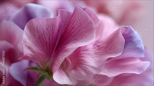 Soft pink flower petal presents delicate curves