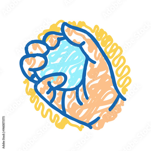 difficulty gripping objects disease symptom icon doodle illustration