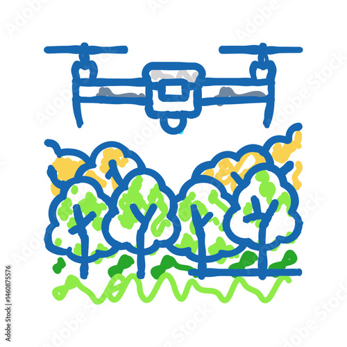 forest management drone icon doodle illustration