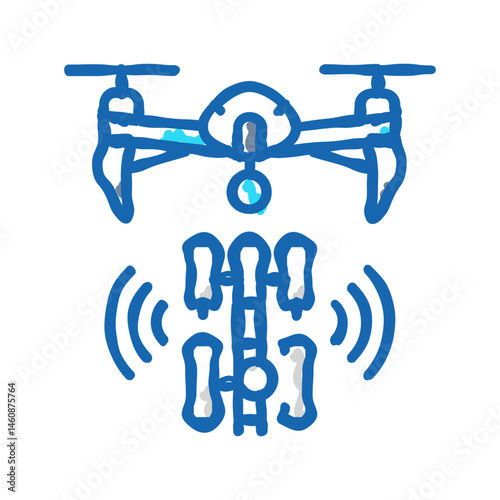 telecommunication drone icon doodle illustration