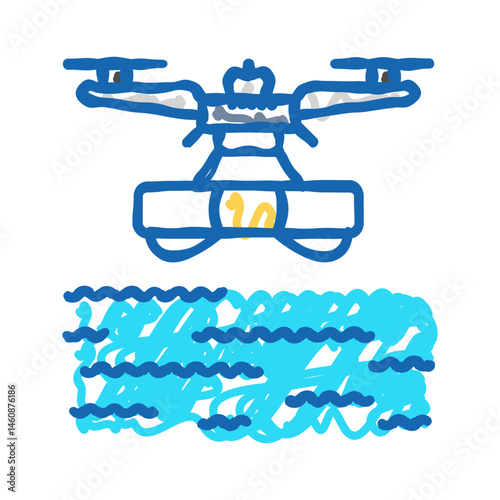 search rescue drone icon doodle illustration
