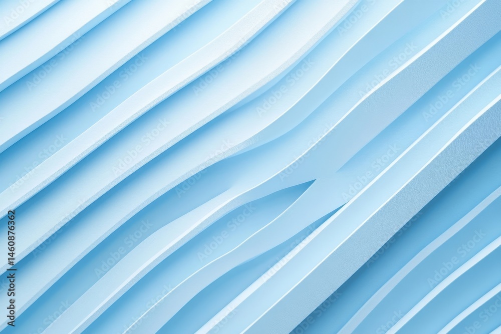 Fototapeta premium Light blue diagonal lines intersecting across a white backdrop, forming a geometric and futuristic pattern for tech themes, Generative AI