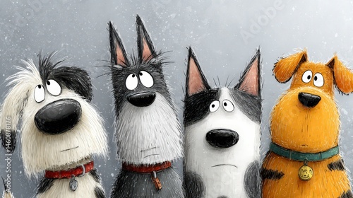 Funny Dogs  Cartoon Dog Faces  Pet Portraits  Graffiti Style  Minimalist Illustration