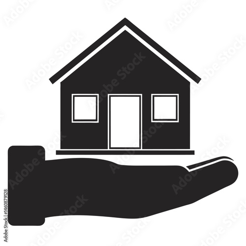 Concept of home ownership or real estate represented by a house held in a hand