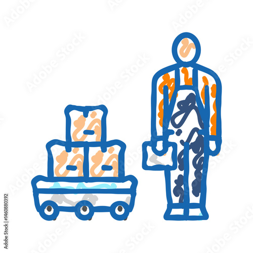 autonomous cart icon doodle illustration