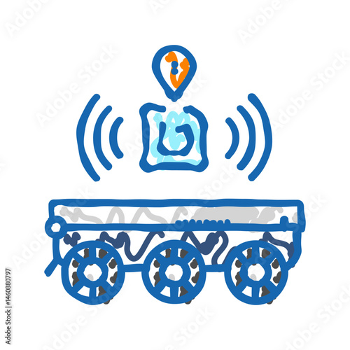 rfid tracking autonomous delivery icon doodle illustration