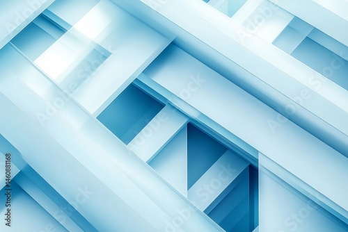 futuristic abstract design featuring light blue diagonal lines and geometric patterns on a white backdrop, Generative AI