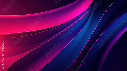 The vibrant 3D background features realistic curves in 4K, offe a dynamic side angle view with rich pink and deep blue color design elements creating depth.