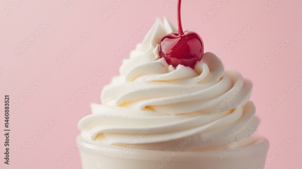 Close-up of a milkshake with whipped cream and cherry on top Close-up of a milkshake with whipped cream and cherry on top