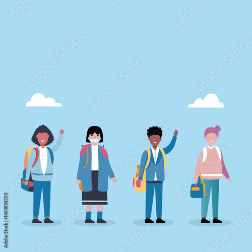 vector illustration of a businessman with clouds