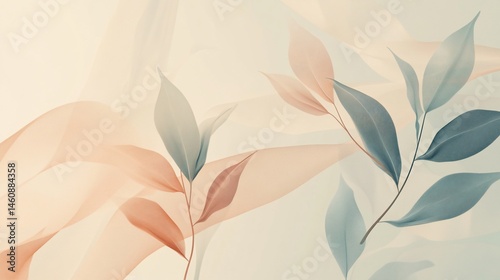 Delicate tea leaves with flowing fabrics