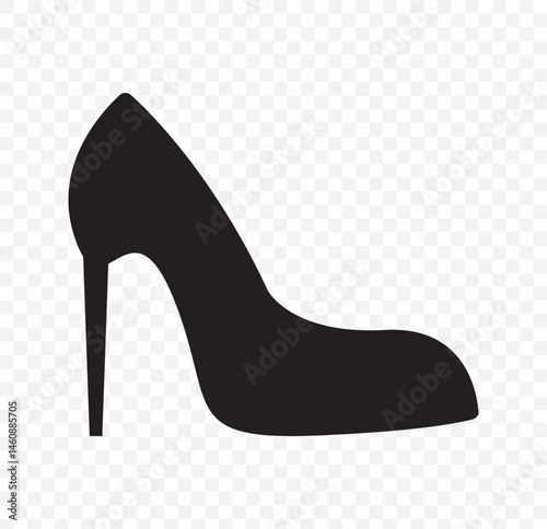 female high heels shoes vector icon. high heel shoe silhouette isolated on white background. Vector logo with high heel shoes capturing elegance and luxury for women's fashion brands. EPS 10.