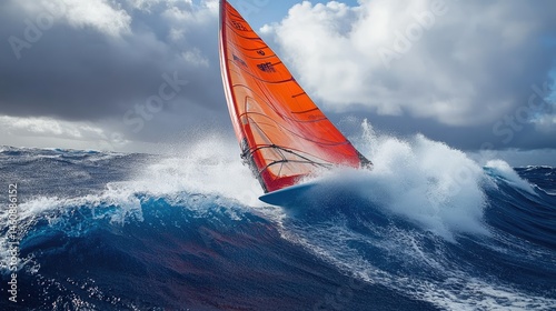 Fast sailing boat in a rough ocean