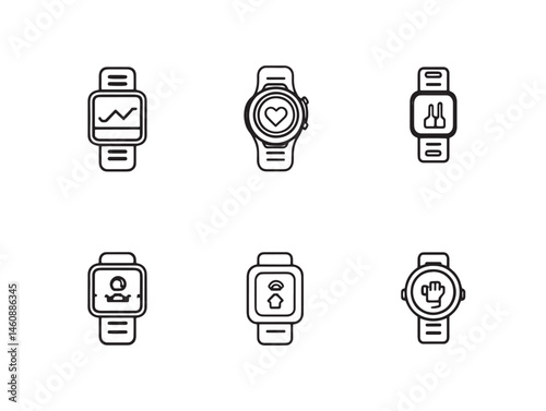 Unique Fitness Tracker Line Art for Fitness and Technology Concepts