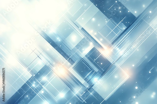 light blue and white geometric background with futuristic diagonal lines and glowing patterns, creating a tech-inspired theme, Generative AI