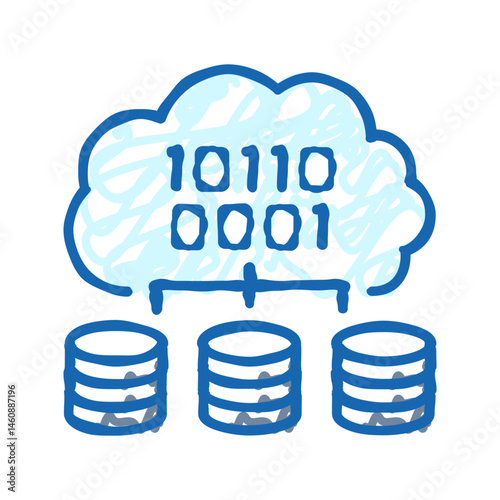 cloud computing software icon doodle illustration