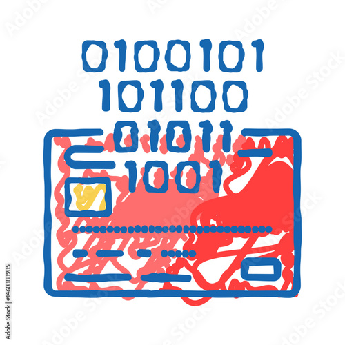 credit card fraud bank payment icon doodle illustration