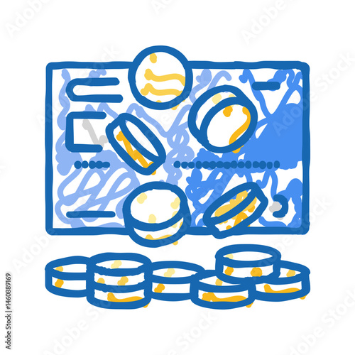 credit card coins bank payment icon doodle illustration
