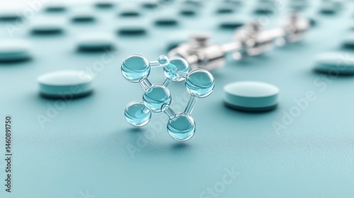 Obraz na płótnie Molecular Structure Medicine Pills Healthcare Science Pharmacy 3D Render w salonie
