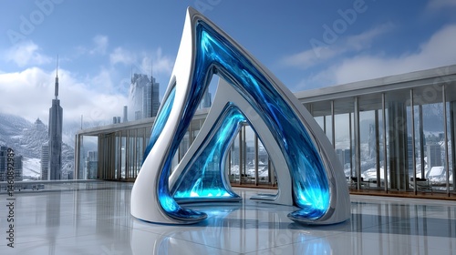 Obraz na płótnie Futuristic Architecture Abstract Chrome Arch Modern Cityscape w salonie