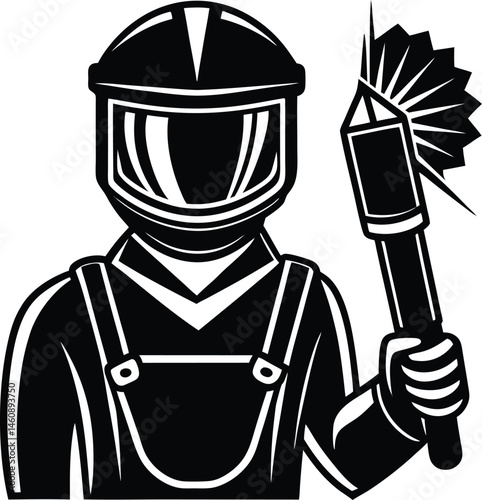knight in helmet with sword