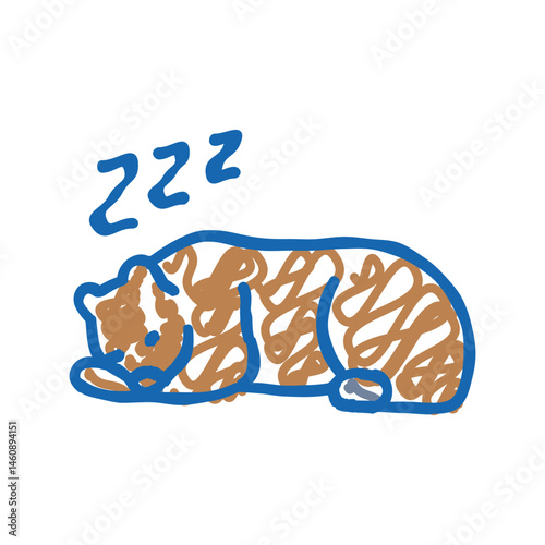 sleeping bear sleep night icon doodle illustration