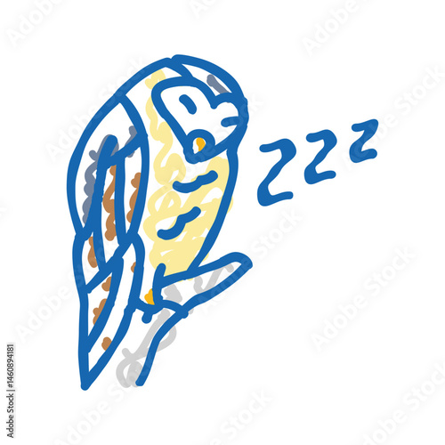sleepy owl sleep night icon doodle illustration