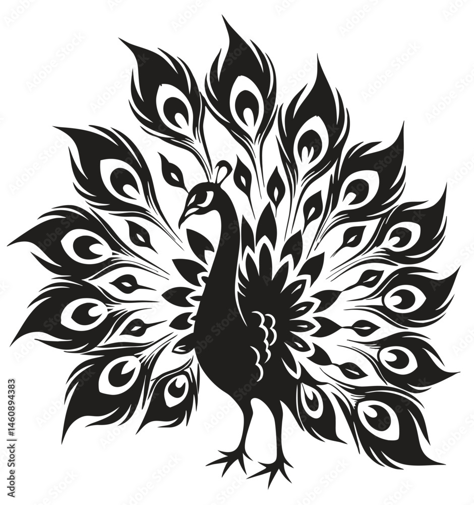 Obraz premium Minimalist Peacock Displaying Plumage