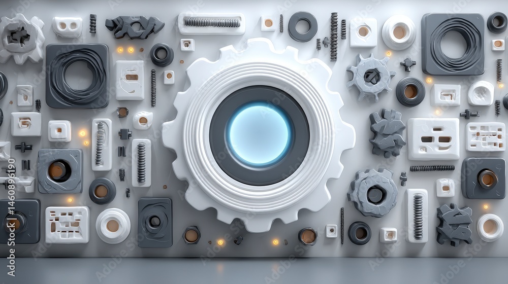 3D Gear Industrial Parts Abstract Technology Background