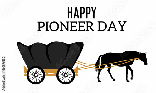 Pioneer day background, with horse pulling a wagon, suitable for pioneer day events in the United States
