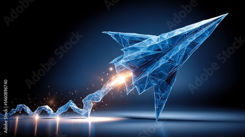 Abstract Blue Rocket Launch  Growth  Progress  Future  Technology