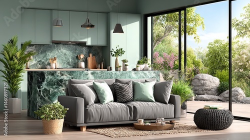 Modern Open Concept Kitchen   Living Room Interior Design