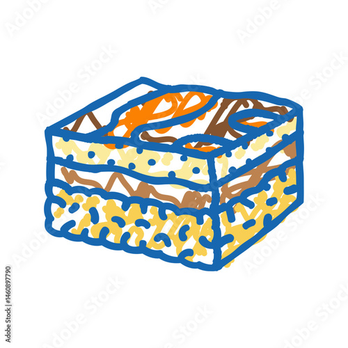 pastitsio greek cuisine icon doodle illustration