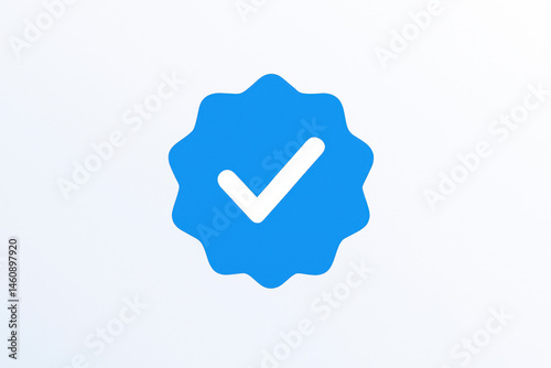 Blue tick icon on white background.