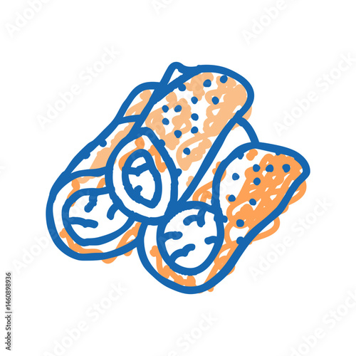 cannoli pastry italian cuisine icon doodle illustration