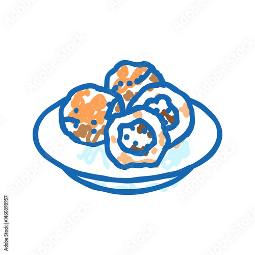 arancini balls italian cuisine icon doodle illustration