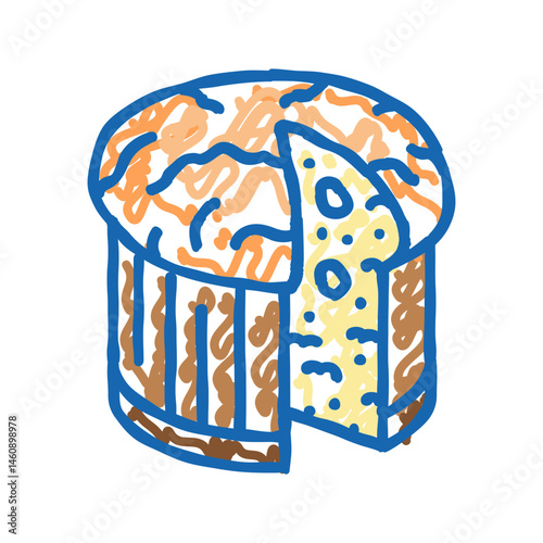 panettone bread italian cuisine icon doodle illustration